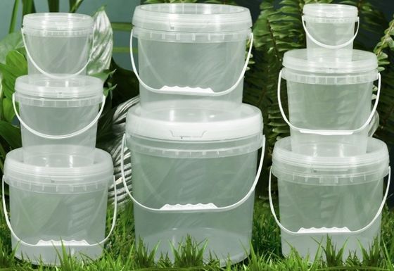 Aanpasbare transparante plastic emmer Duidelijke opslag emmers OEM ODM