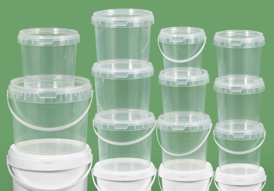Aanpasbare transparante plastic emmer Duidelijke opslag emmers OEM ODM